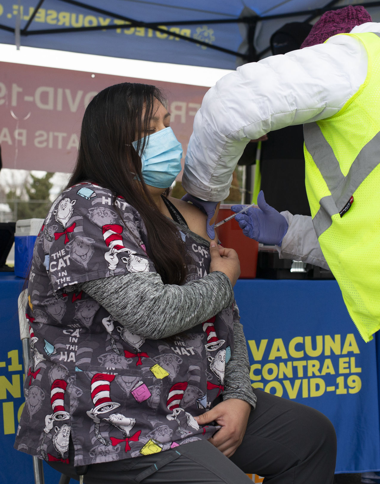 Ix-Chel Guerrero receives a COVID-19 vaccine